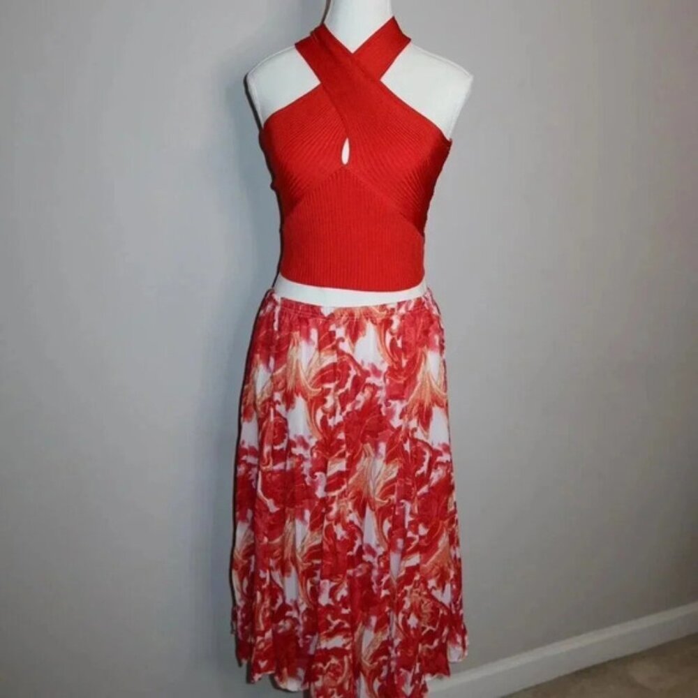Floral Midi Skirt With Halter Top